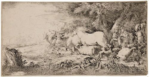 Giovanni Benedetto Castiglione (Italian, 1609-1664)      The Entry of the Animals into the Ark