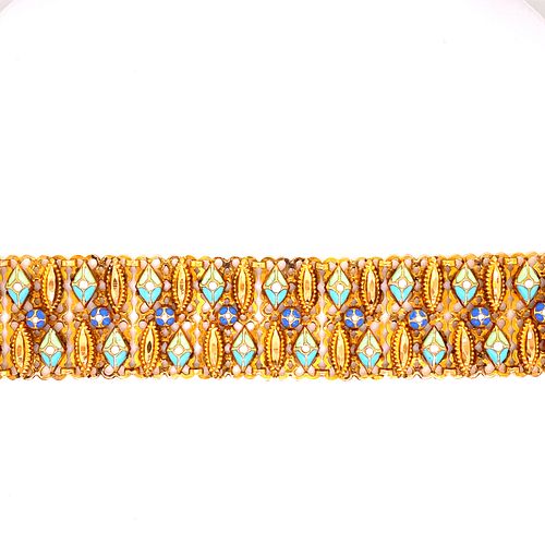 22k Gold Victorian Indian Enamel Bracelet 