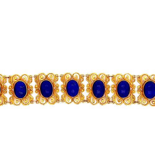 Victorian 14k Gold Lapislazuli Bracelet 