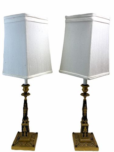French Bronze Empire Lamps