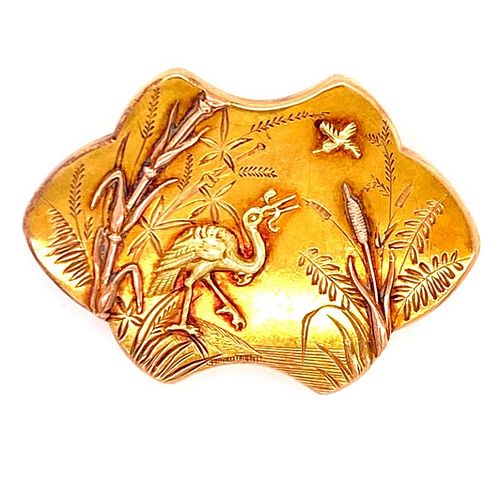 Art Nouveau 18 Karat Yellow Gold Brooch Pin