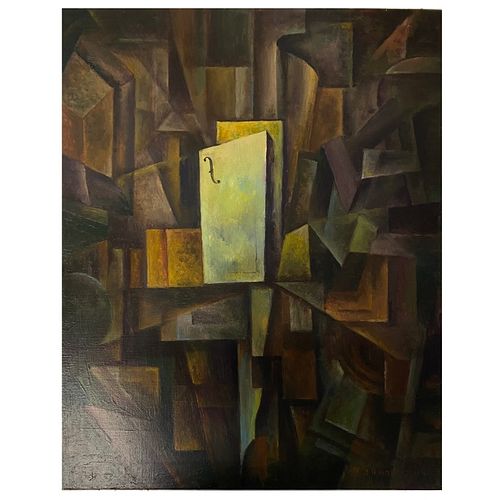 Antique Russian Oil Painting abstract cubism
