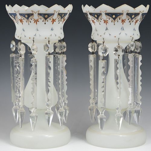 Pair Of French Opaline Lusters