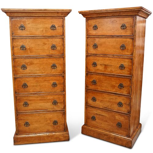 (2 Pc) Bausman and Co. Wooden Drawer Cabinet