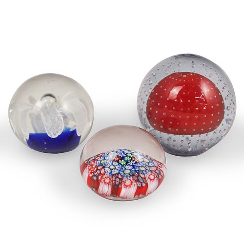 (3 Pc) Glass Paperweights