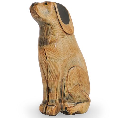 Wood Carved Dog Figurine