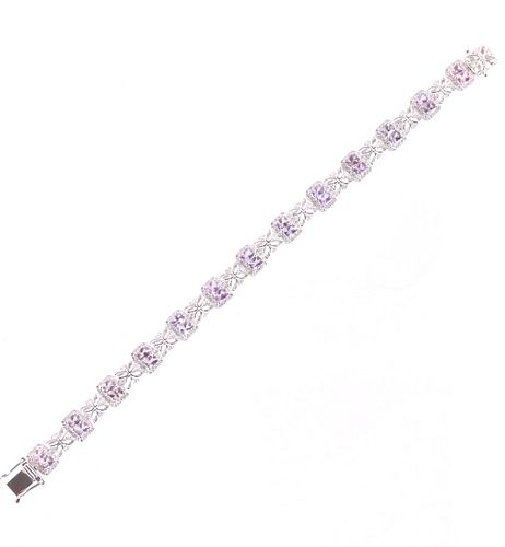 RARE No Heat Pink Sapphire & Diamond 18K Bracelet