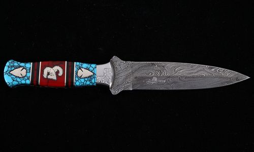 7Navajo D. Yellowhorse Turquoise Ram & Arrow Knife