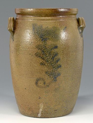 East TN Decker Stoneware Jar, Cobalt Flowers