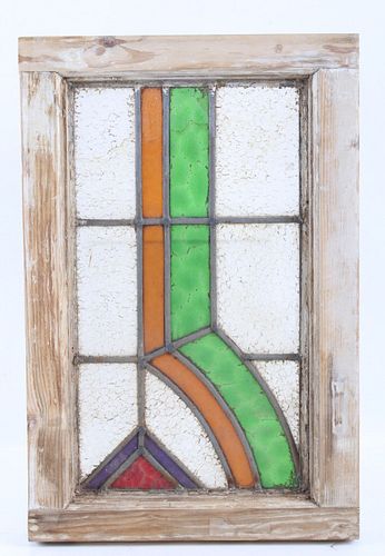 Victorian Red & Green Lead Stained Glass Window
