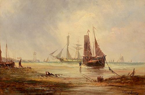 William Langley Seascape, Ship In Harbor