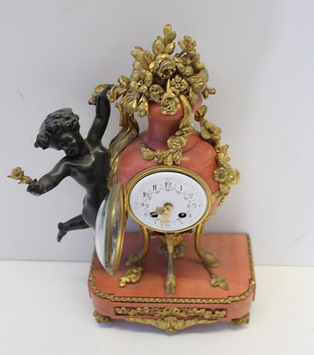 Rouge Marble  Patinated and Gilt Bronze Figural