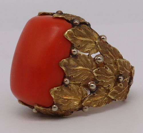 JEWELRY. Buccellati 18kt Gold and Coral Ring.