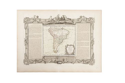 de la Tour, Louis. Chili, Paraguay, Brésil, Amazones, et Pérou. Paris: Chez Desnos, ca., 1766.  Engraved, colored map, 9.2 x 10.4" (23.5 x 26.5 cm)