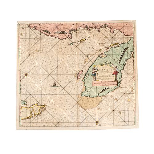 Keulen, Johannes van. Pas-kaart van de Golff de Guanaios Met 't Canaal Tusschen Yucatan en I. Cuba. Amsterdam, ca. 1702.