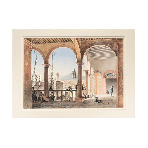 Egerton, Daniel Thomas.  Hacienda de Barrera, Guanajuato. London, 1840. Lithograph in color, 16.8 x 23.8" (42.8 x 60.5 cm.)