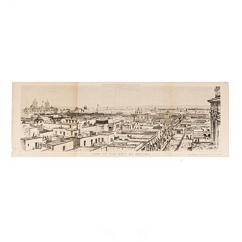 Leslie, Frank. View of the City of Mexico. New York, 1879. Engraving, 9.9 x 30.5" (25.3 x 77.5 cm); complete page, 11.4 x 33" (29 x 84 cm)