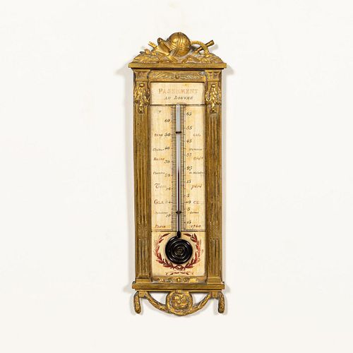 19TH C., FRENCH GILT BRONZE WALL THERMOMETER