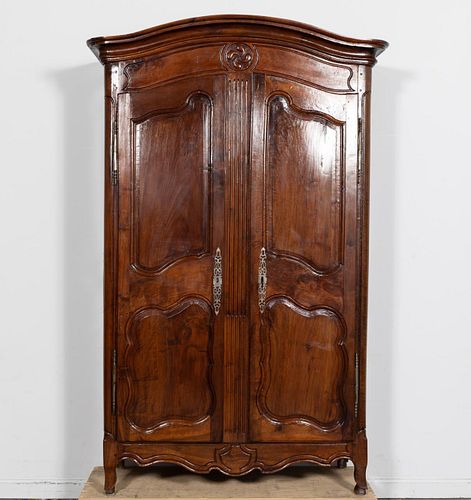 19TH CENTURY, LARGE FRENCH WALNUT TWO DOOR ARMOIRE