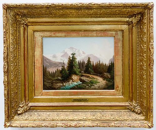 GUSTAVE DORE, MOUNTAIN LANDSCAPE, SIGNED OIL