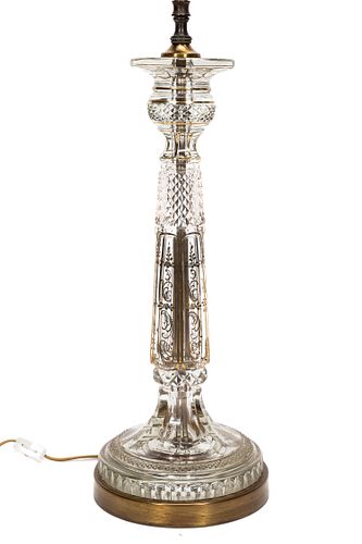 CUT GLASS & GILT FLORAL DECORATED TABLE LAMP