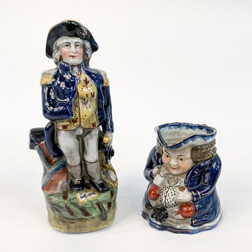 TWO, DECORATIVE FIGURAL PORCELAIN OBJECTS