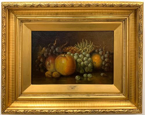 CHARLES T. BALE, STILL LIFE WITH FRUIT, SIGNED OIL