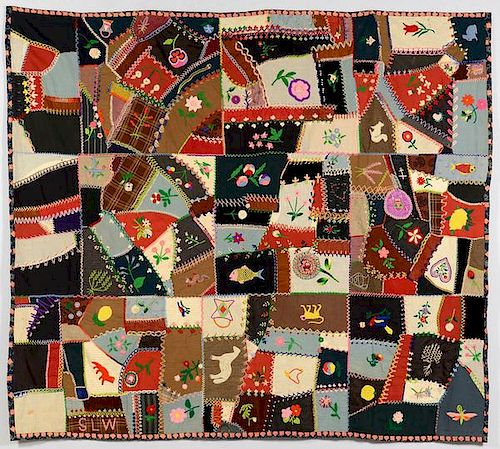 Signed Pictorial Crazy Quilt