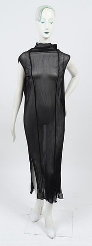 Martino Midali Black Sheer Pleated Dress