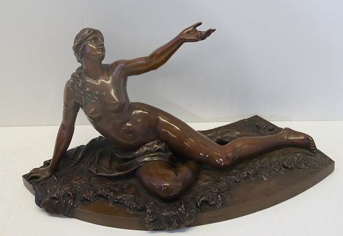 Unsigned And Finely Executed Bronze Reclining