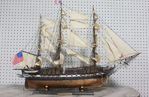 Vintage USS Constitution Ship Model In Rosewood