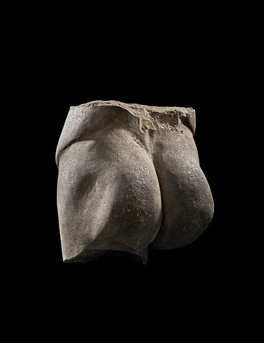 A Roman Basalt Lower Male Torso
Height 16 1/2 inches.