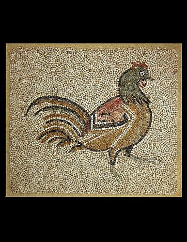 A Byzantine Marble Mosaic Panel With a Rooster
Height 31 1/2 x width 36 inches.