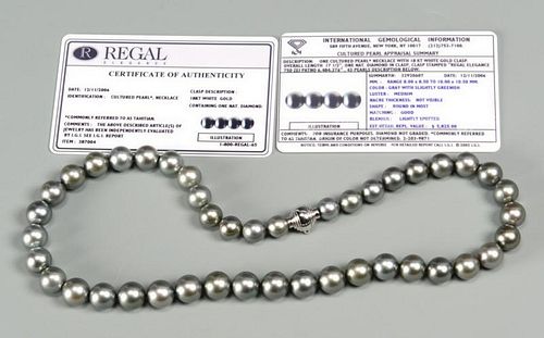 Tahitian Pearl Necklace, 18k clasp