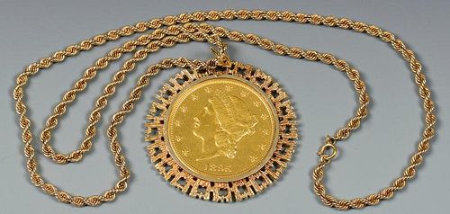 1895 $20 Coin Pendant Necklace