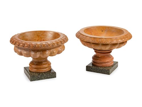 A Pair of Italian Neoclassical Style Sienna Marble Tazze
Height 11 x diameter 16 inches.