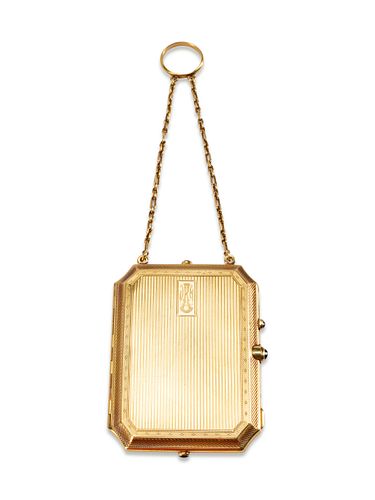 An American Art Deco 14K Gold CompactDimensions 3 1/2 x 2 1/2 inches.