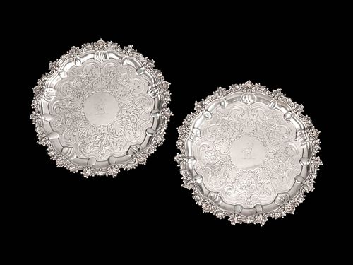 A Pair of George IV Scottish Silver TraysDiameter 11 inches.