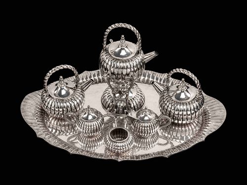 A Mexican Sterling Silver Seven-Piece Tea and Coffee Service