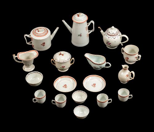 A Chinese Export Porcelain Assembled Part Tea Service
Height of largest 9 1/2 x length 8 x depth 4 inches.