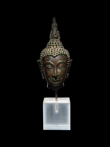 A Thai Bronze Head of Buddha