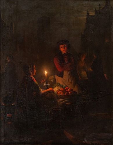 Andre Franciscus Vermeulen(Belgian, 1821-1884)Nocturnal Market Scene