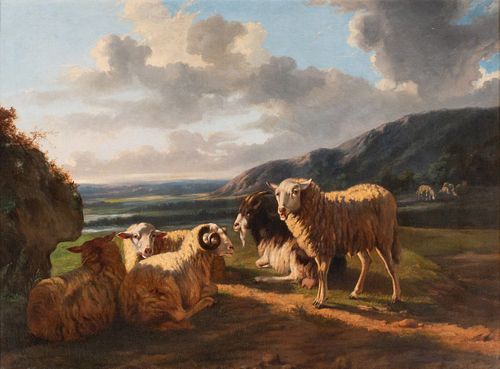 Attributed to Eugene Verboeckhoven
(Belgian, 1798-1881)
Landscape with Sheep