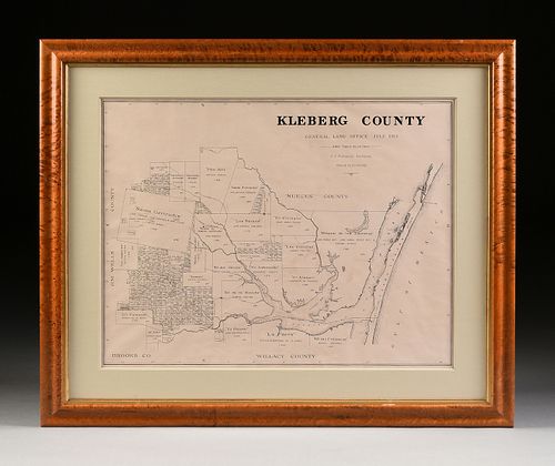 A FACSIMILE CADASTRAL MAP, "Kleberg County," EARLY 20TH CENTURY,