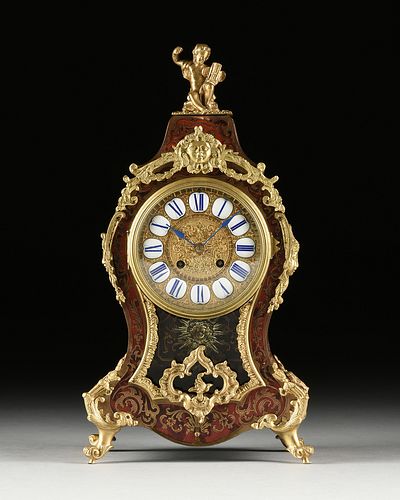 A LOUIS XIV STYLE ORMOLU MOUNTED BOULLE MARQUETRY BRACKET CLOCK, LATE 19TH CENTURY,