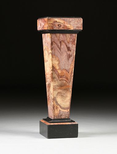 A CONTINENTAL MULTI MARBLE AND ONYX PEDESTAL, POSSIBLY FRENCH, LATE 19TH/EARLY 20TH CENTURY, 