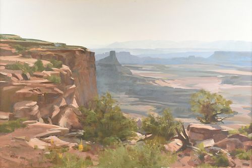 WILLIAM E. PRESTON (American 1930-2015) A PAINTING, "Canyon View,"