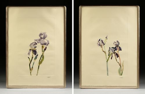 FORREST LEE MOSES (American b. 1934) A GROUP OF TWO PRINTS, "Two Irises," AND "Three Irises,"