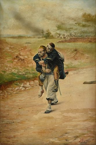 SPANISH SCHOOL, A PAINTING, "Wounded Soldiers," MID/LATE 19TH CENTURY,