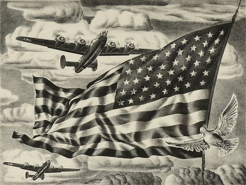 ALEXANDRE HOGUE (American/Texas 1898-1994) A PRINT, "Liberators," 1943,